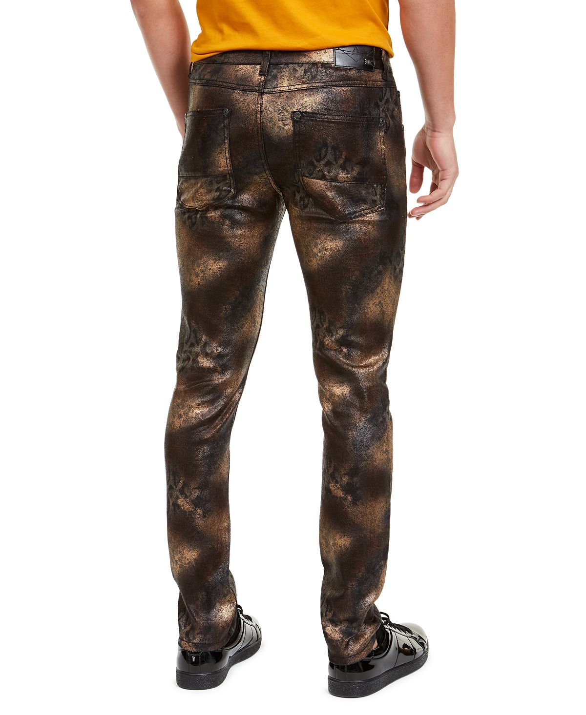 Calça jeans skinny masculina INC International Concepts com tinta spray, preta, tamanho 40x30