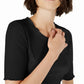 Blusa feminina Maison Jules com decote redondo e manga cotovelo, preta, tamanho X-S