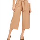 Calças culotte femininas Alfani Petite com cinto, marrom, tamanho 2, pequena