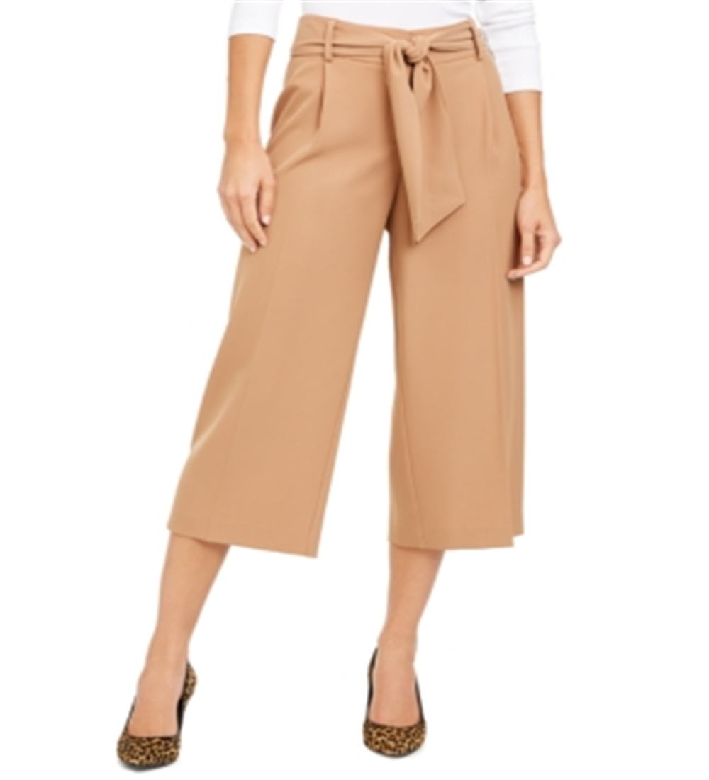 Calças culotte femininas Alfani Petite com cinto, marrom, tamanho 2, pequena