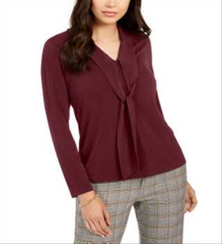 Charter Club Women's Woven Tie Top Red Size Large