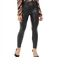 Calça skinny feminina de couro sintético INC International Concepts, preta, tamanho 0
