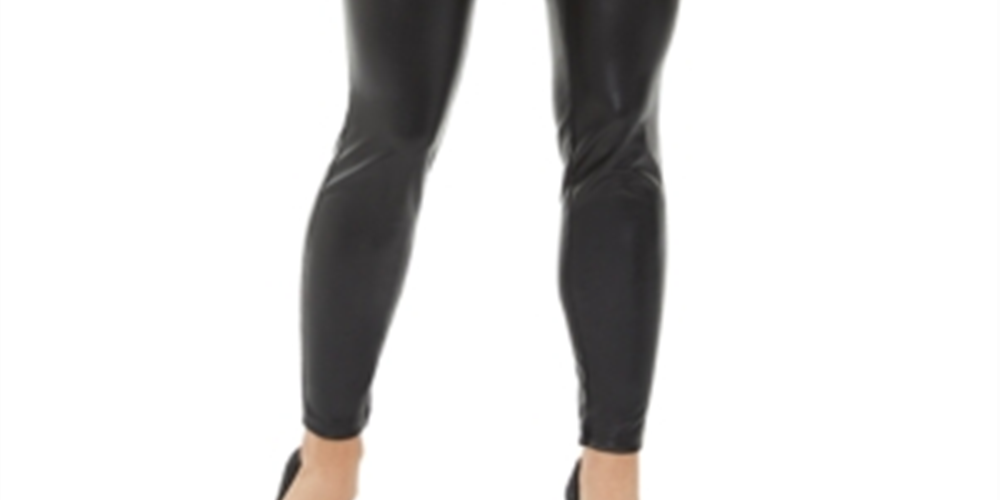 Calça skinny feminina de couro sintético INC International Concepts, preta, tamanho 0