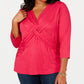 Blusa feminina plus size com frente torcida e drapeado, rosa, tamanho 1X, da INC International Concepts