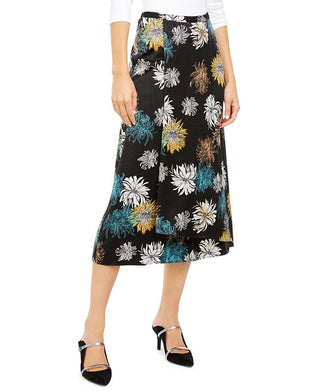 Saia envelope sintética com estampa floral Alfani feminina, preta, tamanho 4