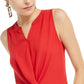 INC International Concepts Top feminino sem mangas com frente torcida, vermelho, tamanho extragrande