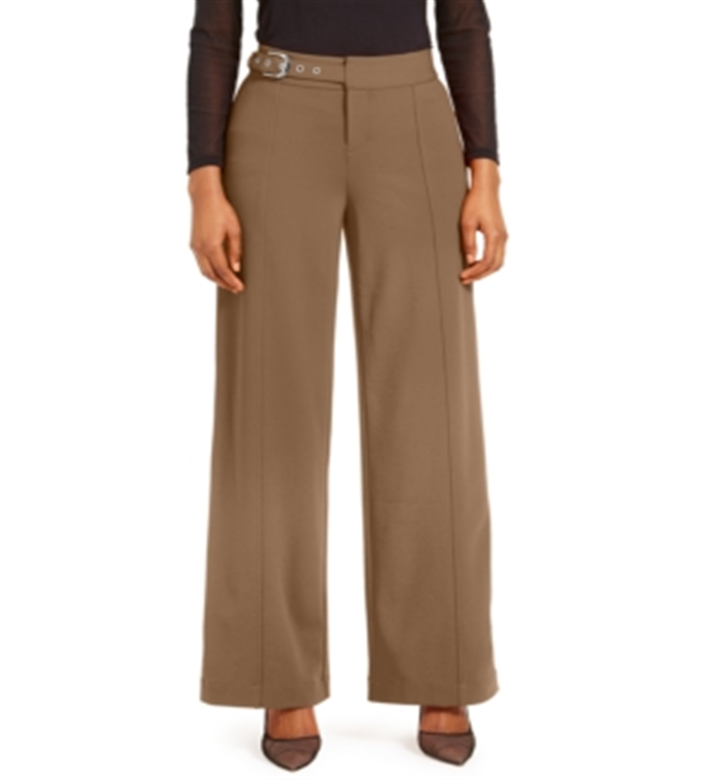 Calça feminina sólida de perna larga para usar no trabalho, marrom, tamanho 6, da INC International Concepts