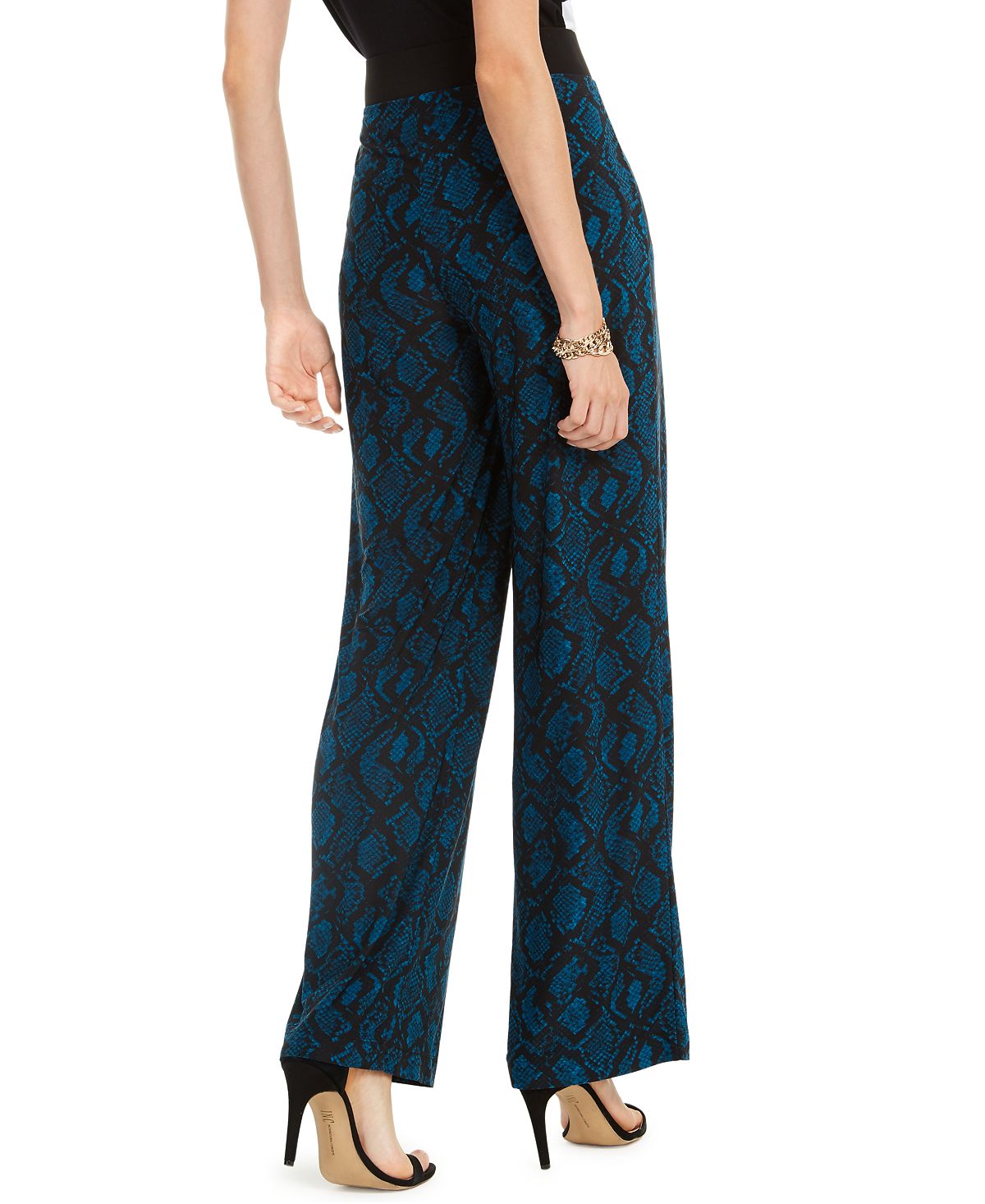 Calça casual feminina com estampa animal e cintura alta da INC International Concepts, verde, tamanho médio