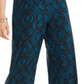 Calça casual feminina com estampa animal e cintura alta da INC International Concepts, verde, tamanho médio