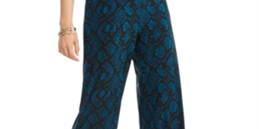 Calça casual feminina com estampa animal e cintura alta da INC International Concepts, verde, tamanho médio
