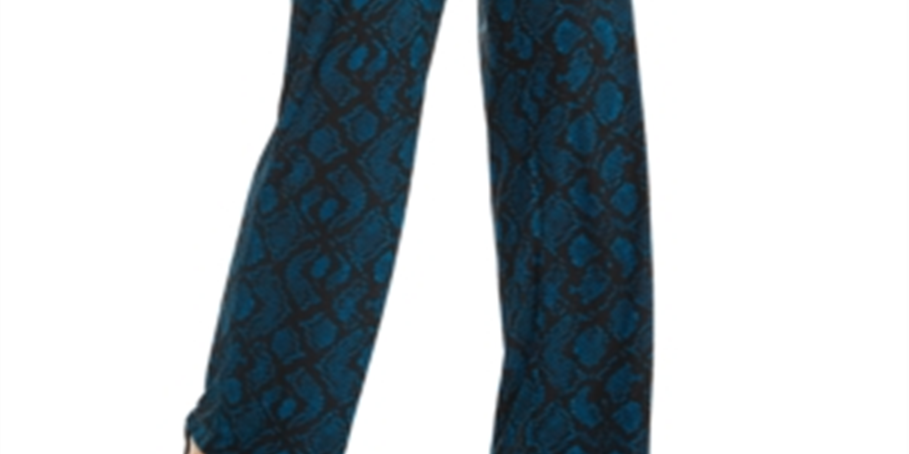 Calça casual feminina com estampa animal e cintura alta da INC International Concepts, verde, tamanho médio