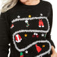 Blusa feminina Karen Scott com estampa de manga comprida e gola redonda, suéter de Natal, preto, tamanho extragrande