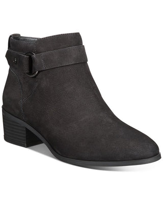 Giani Bernini Women's Round Toe Block Heel Zip Up Leather Booties Black Size 9 M