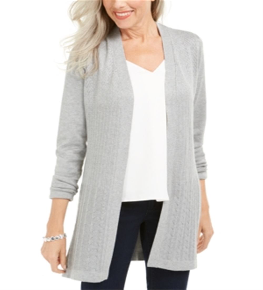 Karen Scott Cardigan Feminino Ponto Aberto Cinza Tamanho XS