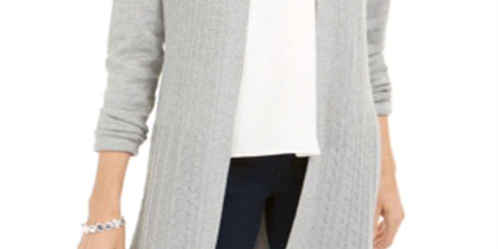 Karen Scott Cardigan Feminino Ponto Aberto Cinza Tamanho XS