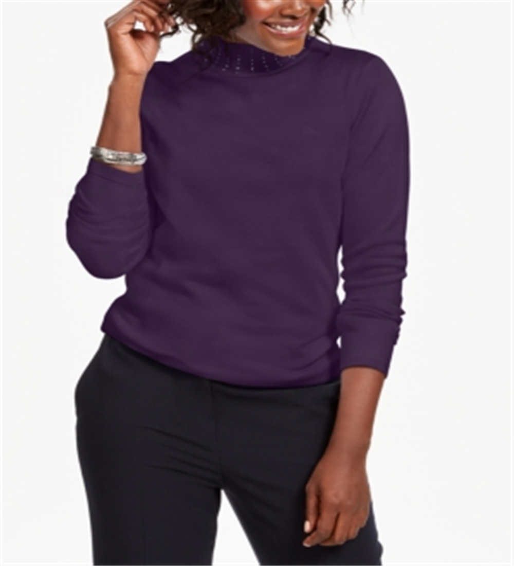 Karen Scott Suéter Feminino com Gola Simulada e Tachas Roxo Tamanho XXG