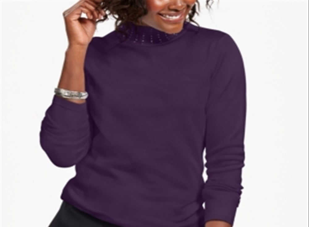 Karen Scott Suéter Feminino com Gola Simulada e Tachas Roxo Tamanho XXG