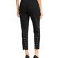 Calça skinny feminina com cadarço e tornozelo JM Collection, preta, tamanho X-S