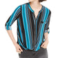 INC International Concepts Top Feminino Listrado Verde Tamanho Pequeno P/M