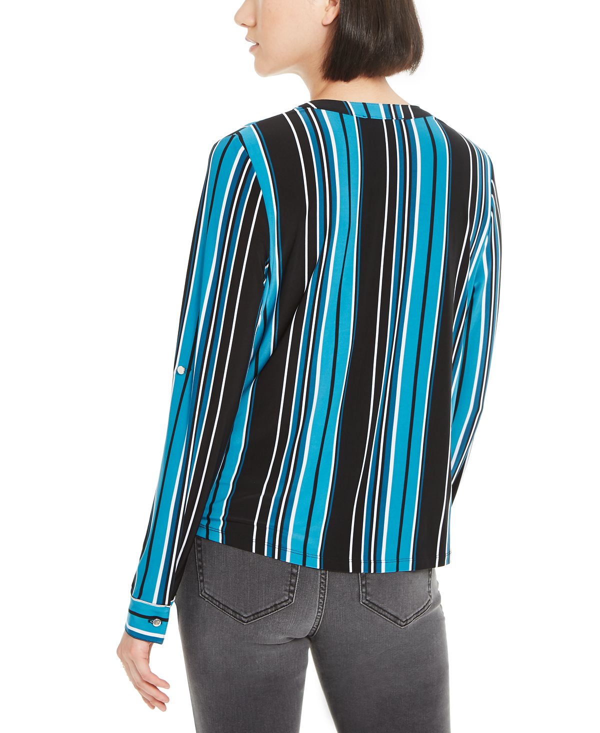 INC International Concepts Top Feminino Listrado Verde Tamanho Pequeno P/M