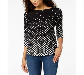 Camiseta feminina Charter Club preta de algodão Pima, tamanho pequeno