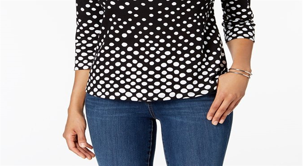 Camiseta feminina Charter Club preta de algodão Pima, tamanho pequeno