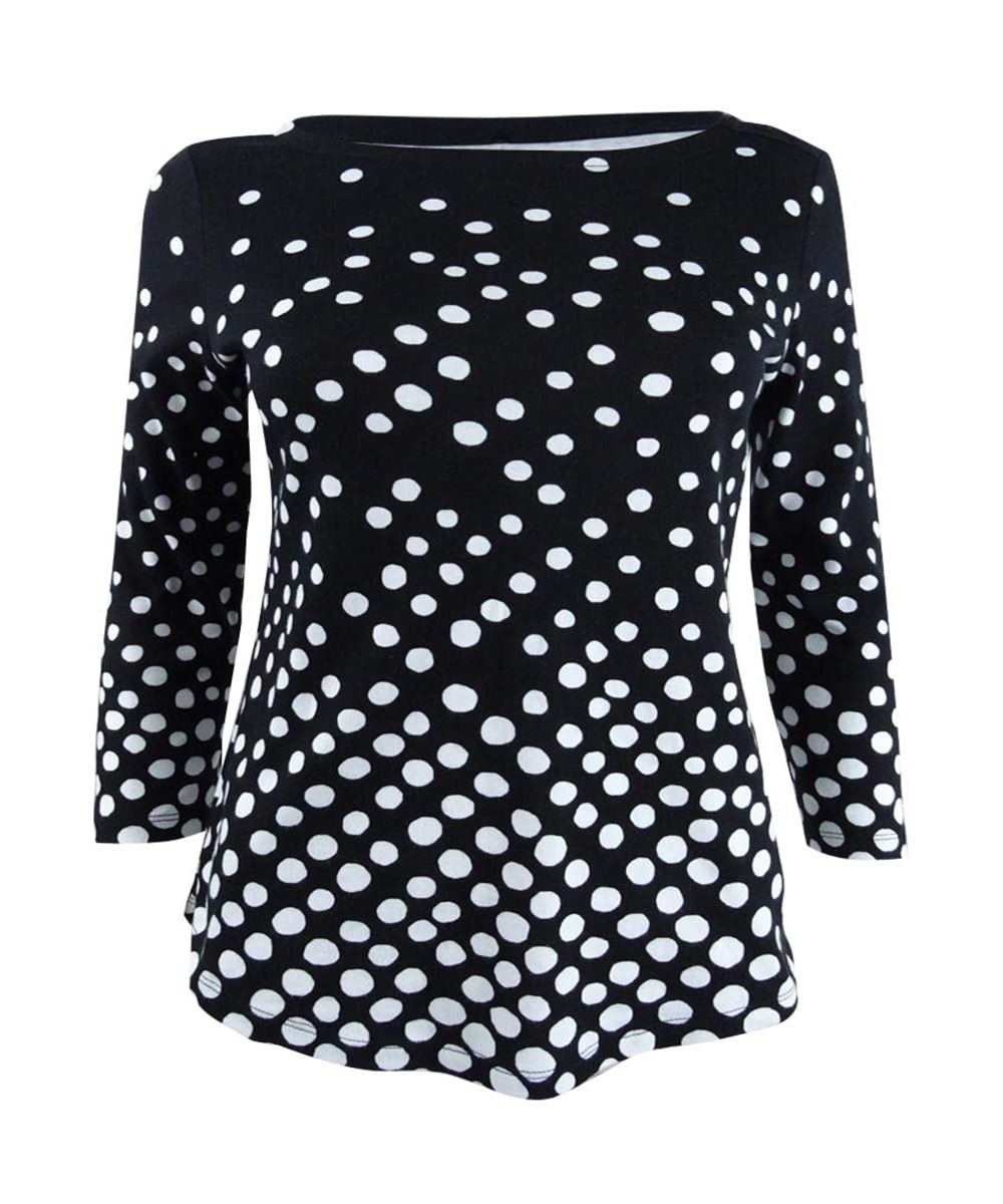 Camiseta feminina Charter Club preta de algodão Pima, tamanho pequeno