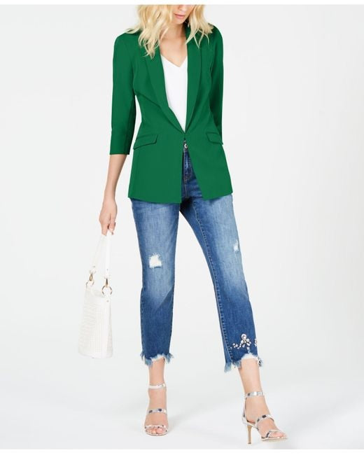 Blazer feminino Classic Fit da INC International Concepts, verde, tamanho pequeno P/M
