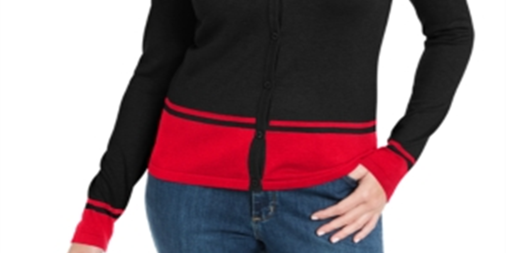 Karen Scott Cardigan Feminino Colorblock Preto Tamanho X-S