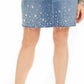 INC International Concepts Saia jeans feminina com corte curvilíneo e strass, azul, tamanho 4