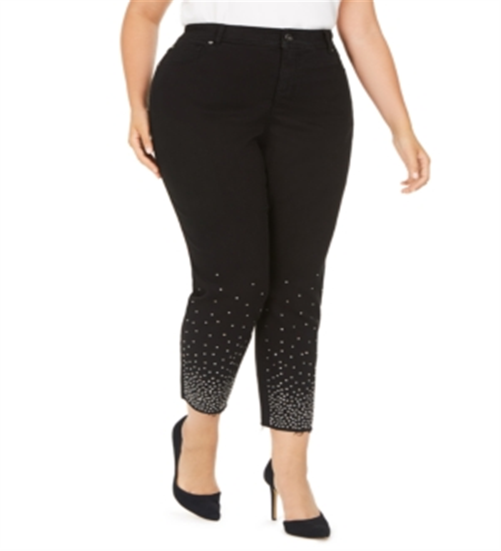 Calça jeans skinny com decote profundo e decote profundo feminina INC International Concepts, tamanho 22W, preta