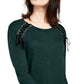 INC International Concepts Top feminino com decote redondo e cadarço, verde, tamanho extragrande