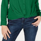 Blusa feminina com botões frontais e torcidos INC International Concepts, verde, tamanho médio