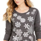 Blusa feminina estampada de manga comprida e gola alta estilo &amp; co, cinza, tamanho 2X