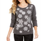 Blusa feminina estampada de manga comprida e gola alta estilo &amp; co, cinza, tamanho 2X