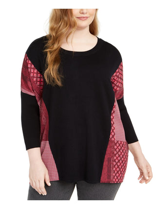 Alfani Suéter Poncho Plus Drapey Mix Media Feminino Preto Tamanho 2X