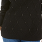 Karen Scott Suéter Feminino com Gola Careca e Cordão com Contas Preto Tamanho Grande