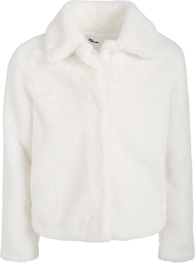 Jaqueta de lã sólida Epic Threads Big Girl's, branca, tamanho grande