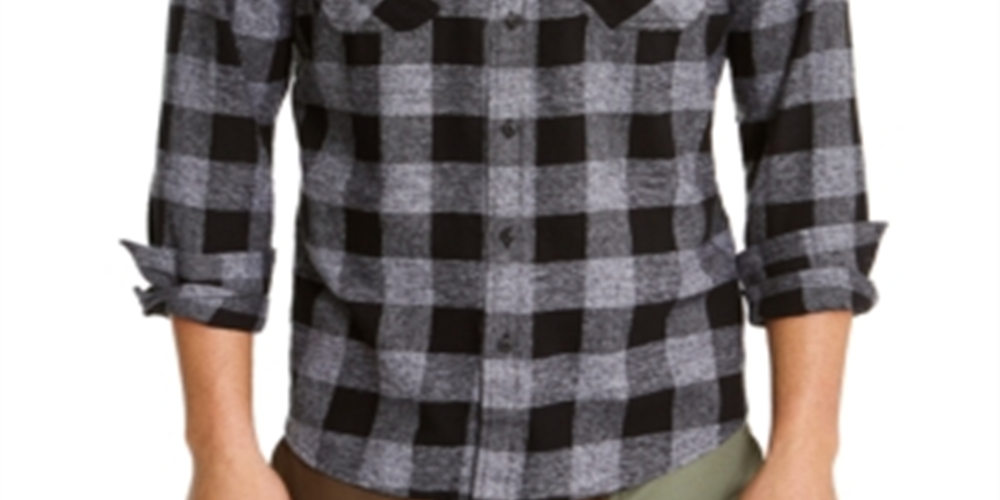 Camisa xadrez Austin masculina American Rag preta tamanho pequeno