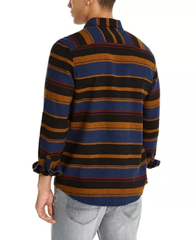 Camisa de flanela listrada masculina American Rag Fay, preta, tamanho X-S