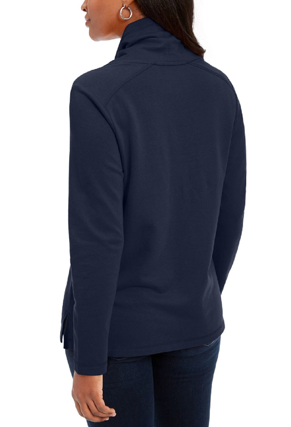 Karen Scott Top esportivo feminino com gola alta, azul, tamanho extrapequeno