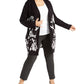 Cardigan feminino Alfani Plus estampado com frente aberta, preto, tamanho 3X
