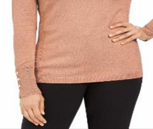 Suéter feminino com decote em V metálico, rosa, tamanho extragrande, da coleção JM