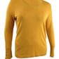 JM Collection Suéter feminino com punho de botão e decote em V, dourado, tamanho XXL