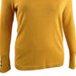 JM Collection Suéter feminino com punho de botão e decote em V, dourado, tamanho XXL