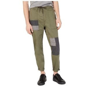 Calça masculina American Rag, corte reto, patchwork, elástica, verde, tamanho 32x32