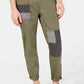 Calça masculina American Rag, corte reto, patchwork, elástica, verde, tamanho 32x32