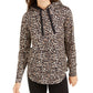 Ideology Moletom feminino com capuz, estampa leopardo e cor negrito, marrom, tamanho extragrande