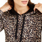 Ideology Moletom feminino com capuz, estampa leopardo e cor negrito, marrom, tamanho extragrande