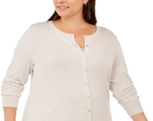 Cardigan feminino plus size com gola redonda, marrom, tamanho 3X, da Charter Club